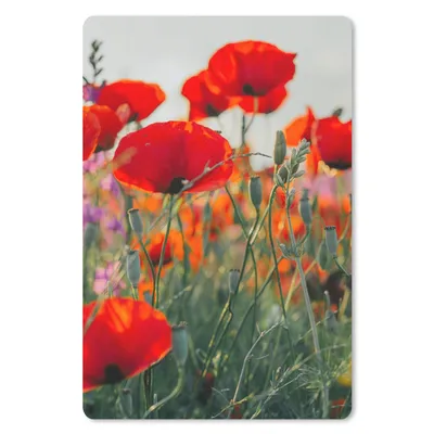 Produktbild von MuchoWow® Mauspad Mousepad Mohn - Blumen - Rot - Lila - Wiese 18x27 cm - Mousepads - Maus Mat - Pad - Mausunterlage