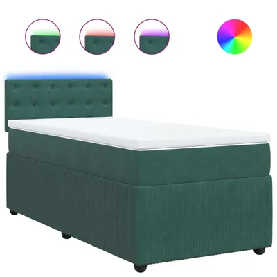 Produktbild von Boxspringbett mit Matratze Dunkelgrün 100x200 cm Samt