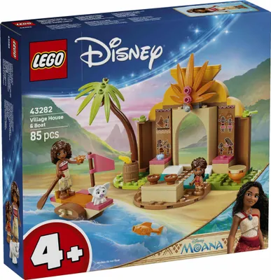 Productafbeelding van LEGO ǀ Disney Vaiana: Vaianas hut en boot - Educatief speelgoed met 2 minipoppetjes en een Pua figuur - Cadeau voor meisjes en fans vanaf 4 jaar - 43282