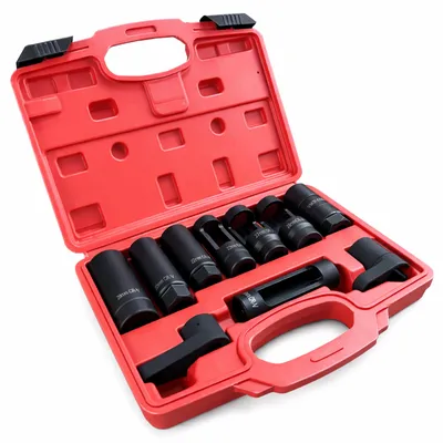 Immagine prodotto di Set chiavi universali per smontaggio sonda lambda, kit bussole sensore di ossigeno O2, 10 pezzi, Gebo Tools