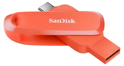 Produktbild von SanDisk SDDDC6-128G-G46NO, 128 GB, USB Type-C/USB Type-A, 3.2 Gen 1 (3.1 Gen 1), 100 MB/s, Drehring, Orange