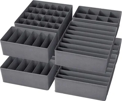 Image de Yucch Organiseur de sous-vêtements Set 8 pièces Gris - Système de rangement à tiroirs pliables