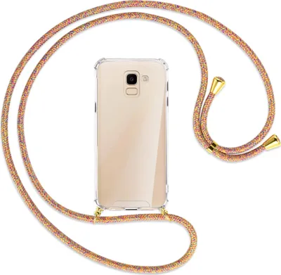 Produktbild von Handykette Backcover-Schutzhülle mit Band (Metall goldfarben) für Samsung Galaxy J6 2018 - Rainbow