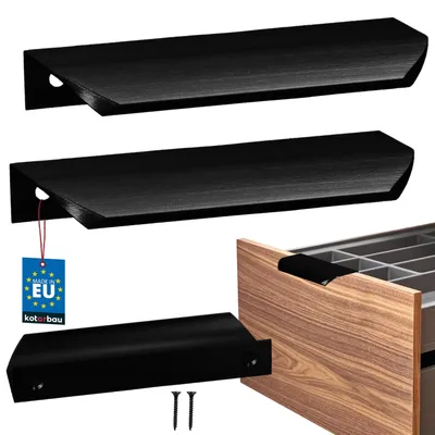 Produktbild von KOTARBAU® 2er Set Möbelgriff Schrankgriffe 116 mm Schwarz Matt ZnAl Hinterschraubgriffe Kantengriff Schubladengriffe Küche Modern