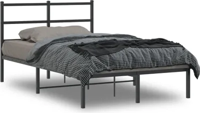Produktbild von Design Bettgestell mit Kopfteil Metall Schwarz 120x190 cm, Klassische Betten 2024 Neu
