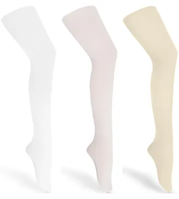 Image de Merry Style Lot de 3 Collants Enfant Fille Microfibre 60 DEN WL-010 (Blanc/Ecru/Avioro, 104-110)