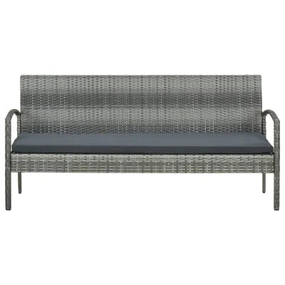 Image de vidaXL Canapé de jardin 3 places avec coussins Gris Poly rotin
