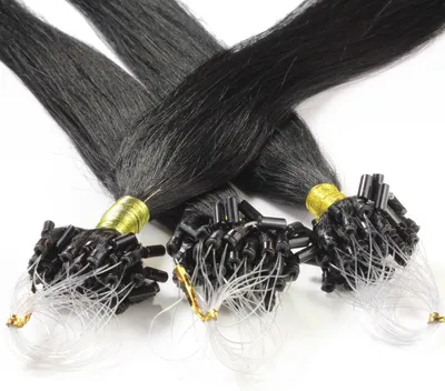 Produktbild von hair2heart microring predlžovanie ľudských vlasov rovné - 25 prameňov 1g 50cm 2/0 black