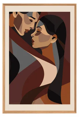 Image de Tableau mural encadré couple 65x97 cm, Tableau mural moderne pour décoration intérieure