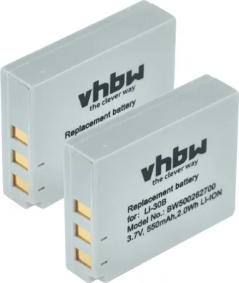 Produktbild von vhbw 2x Akku Ersatz für Olympus Li-30B für Kamera (550 mAh, 3,7 V, Li-Ion)