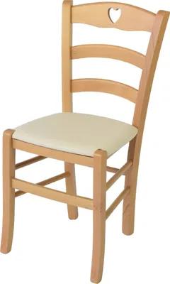 Image de t m c s Tommychairs - Chaise CUORE pour la cuisine et la salle à manger, Structure robuste en hêtre laqué de couleur naturelle et assise rembourrée recouverte de similicuir de couleur ivoire