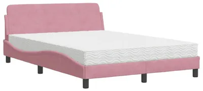 Produktbild von vidaXL Bett mit Matratze "Dover" Rosa 140x190 cm Samt