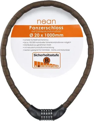 Immagine prodotto di Lucchetto per bicicletta con combinazione numerica - Catena antifurto, 20 x 1000 mm - Nero
