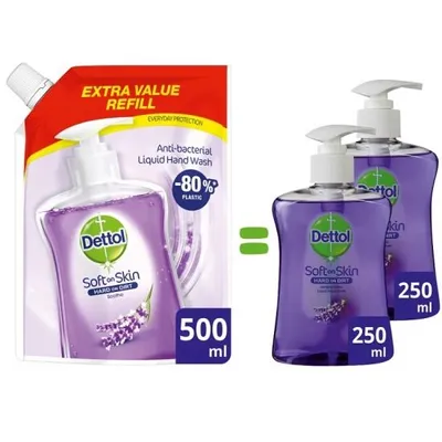 Produktbild von DETTOL Antibakterielles flüssiges Handwaschmittel Nachfüllpackung Lavendel 500ml