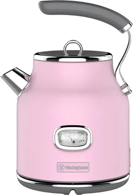 Produktbild von Westinghouse Wasserkocher, rosa, 1.7 Liter, 2200 W, Retro-Design, WKWKH148PK, Edelstahl-Kunststoff, 0.75 m Kabellänge, mit Temperaturanzeige, Wasserstandsanzeige, Überhitzungsschutz, Trockengehschutz, Abschaltautomatik, 360° Sockel und herausnehmbarem und spülmaschinenfestem Kalkfilter