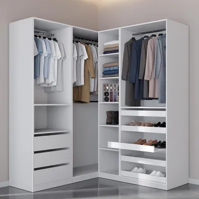 Produktbild von Marmex Möbel TRES SET 30 Offener Kleiderschrank Weiß 160 -166x206x51 cm Schranksystem erweiterbar