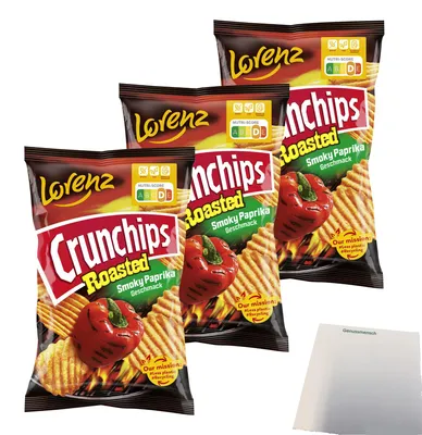 Produktbild von Lorenz Crunchips Roasted Smoky Paprika 3er Pack (3x110g Packung) + usy Block