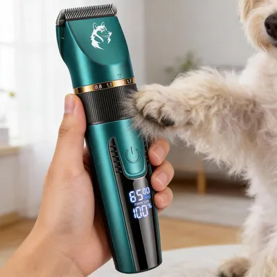 Produktbild von Profi Katzen Schermaschine, leise & leistungsstark, 1800 mAh Akku, 2 Geschwindigkeiten, Keramik-Klinge, LED Display, IPX7