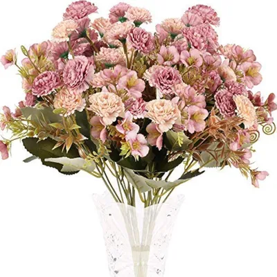 4 Kunstblumen Hortensie & Pfingstrose, Seide, Rosa, 31,75 cm
