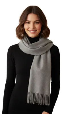 Image de Écharpe pour femme Ma.Al.Bi en cachemire avec des franges grises