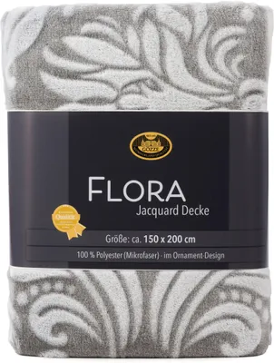 Produktbild von GÖZZE Jacquard Decke Flora weiche Mikrofaser-Wohndecke mit Banderole, floralem Hoch-Tief-Design und eleganter Ornamentik Anthrazit 150 x 200 cm