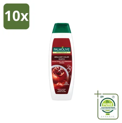 Productafbeelding van 10 x Palmolive Naturals Shampoo voor gekleurd haar, Brilliant Color, 350 ml - Grote verpakking - 10 stuks