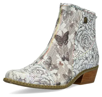 Produktbild von Laura Vita Damen Stiefelette Schmetterling Rosen Druck HICNIO 23, Größe:39 EU, Farbe:Beige