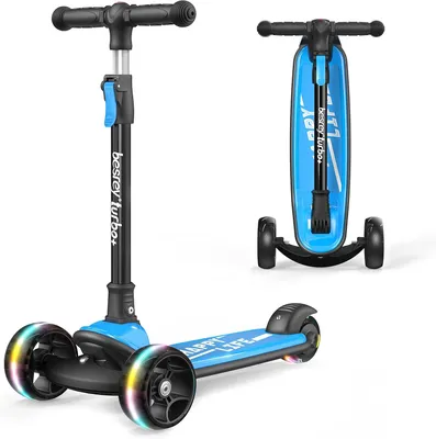 Produktbild von besrey Kinder-Scooter mit LED-Rädern – Faltbarer 3-Rad Tretroller, 4-fach Höhenverstellbar, ABEC-7 Kugellager, Breites Anti-Rutsch-Deck, Kinderroller für Jungen & Mädchen 3–8 Jahre