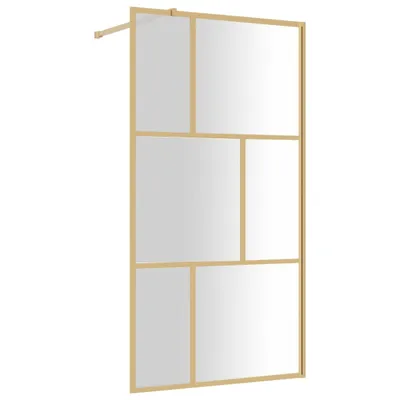 Produktbild von vidaXL Duschwand für Begehbare Dusche ESG Klarglas Golden 100x195cm