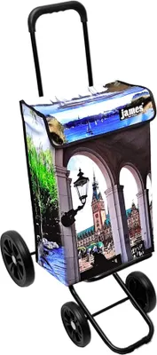 Produktbild von James Einkaufstrolley - ALSTER - stabiler Einkaufswagen mit individuellem Design - einfarbig: blau in Ausführung: Quattro-4Raeder