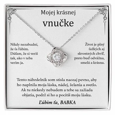 Obrázok produktu pre Dámsky strieborný náhrdelník, so zirkónovými kryštálikmi ZOE + Exkluzívna kartička so správou - Mojej krásnej vnučke
