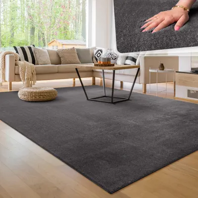Produktbild von Moderner Wohnzimmer Teppich Kurzflor Waschbar Weich Felloptik Anti-Rutsch Grösse 240x340 cm