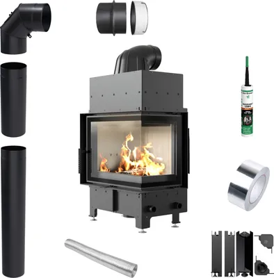 Immagine prodotto di Inserto per caminetto KRATKI FLOKI S Right 8 kW fi 160 Set con tubo
