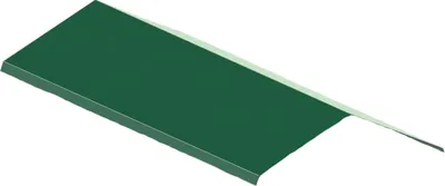 A single piece of green metal flashing is shown on a white background.