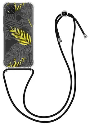 Produktbild von kwmobile Necklace Case kompatibel mit Xiaomi Redmi 9C Hülle - Silikon Cover mit Handykette - Gelb Grau Transparent Dschungel
