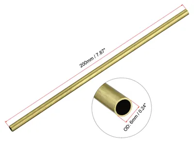 Produktbild von 2 Stš¹ck 200mm L?nge Messingrohr 6mm Au?endurchmesser, Nahtlose Gerades Rohr 0,5mm Wandst?rke, Messing Rundrohr fš¹r Industrie Bauwesen Garten Haushalt Bastelarbeiten Dekoration