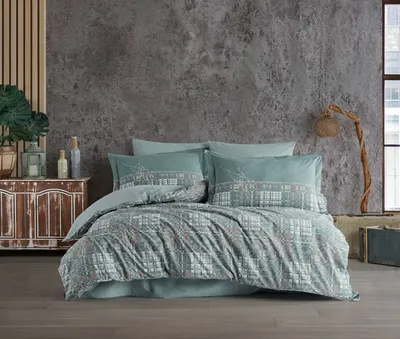Produktbild von L'Essentiel Linge de Maison, Lucia - Green, Popeline-Doppelbettbezug-Set, Grün, 100 % BAUMWOLLPOPELINE, 200 x 220 cm