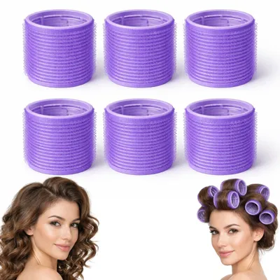 Image de Bigoudis velcro 6 x 6,3 cm pour cheveux, grandes boucles et volume