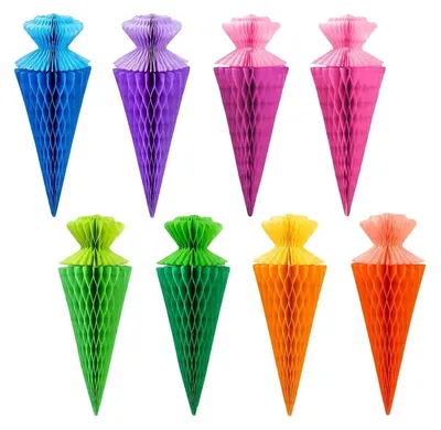 Immagine prodotto di Ghirlande per la festa di inizio scuola, 8 pezzi. Sacchetti colorati per la scuola, 20 cm, in carta velina