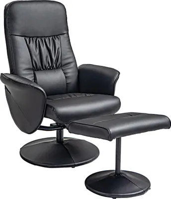 Produktbild von Fortuna Lai Relaxsessel mit Hocker, Fernsehsessel, TV Sessel mit Liegefunktion, Drehbarer Polstersessel für Wohnzimmer, Schlafzimmer, Kunstleder, Schwarz