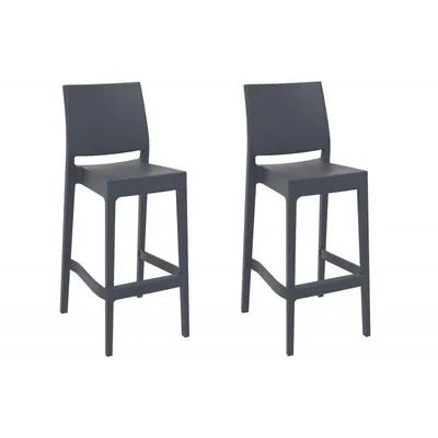 Produktbild von CLP 2er Set Barhocker Maya Kunststoff dunkelgrau
