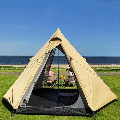 Produktbild von Tipi Zelt für 4 Personen - Wasserdicht 3000 mm - Atmungsaktiv - Robustes Material