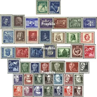 Produktbild von Briefmarken DDR 1952 Mi 298-341 (kompl.Ausg.) Jahrgang 1952 komplett postfrisch Wintersportmeisterschaften der DDR