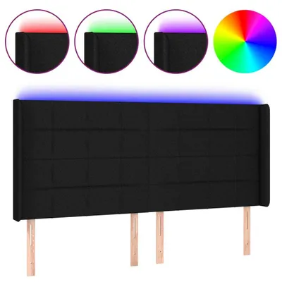 Produktbild von vidaXL LED Kopfteil Schwarz 183x16x118/128 cm Stoff