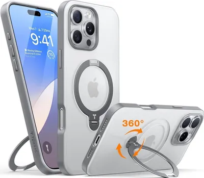 Zdjęcie produktu dla Torras iPhone 16 Pro Case Magsafe Military Protection Magnetic Ring Grey