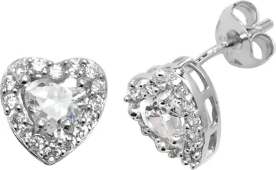 Productafbeelding van Oorbellen voor dames, hartvormig, gemaakt van zilver 925 met zirconiumoxide - 9mm * 9mm; TRS22636