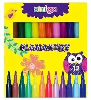 Zdjęcie produktu dla Flamastry Strigo - 12 Kolorów, Do Szkoły I Rysowania