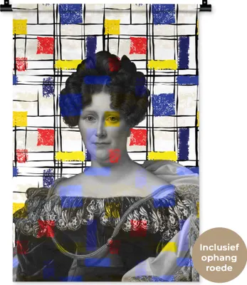 Produktbild von MuchoWow® Wandteppich Wandbehang Mondrian - Dubois Drahonet - Alte Meister 60x90 cm Tapisserie Dekoration Wandtuch - Foto-Teppich - Abwaschbar