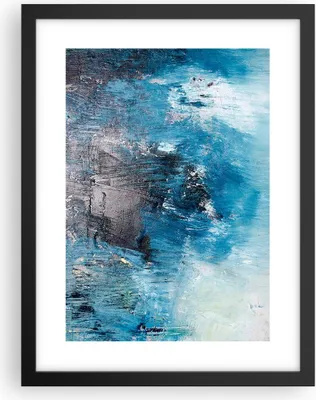 Produktbild von Gerahmtes Poster - Schwarzer Rahmen - Abstraktion Blau Schwarz - 30x40 cm - Wand Bild - Wanddeko - Wandbilder - Wandposter - Bilderrahmen - Bilder - Kunstdruck - Wandbild - P2BPA30x40-4155