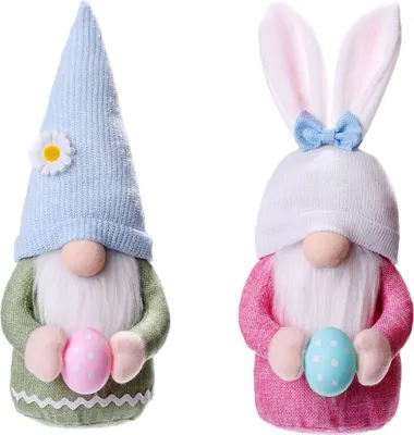 Produktbild von 2 Stück Osterhase Wichtel Dekor Deko Wichtel Ostern Handgemachte Plüsch Osterhasen Zwerg für Frauen Mama Hochzeitstag Freundin Ehefrau Muttertag